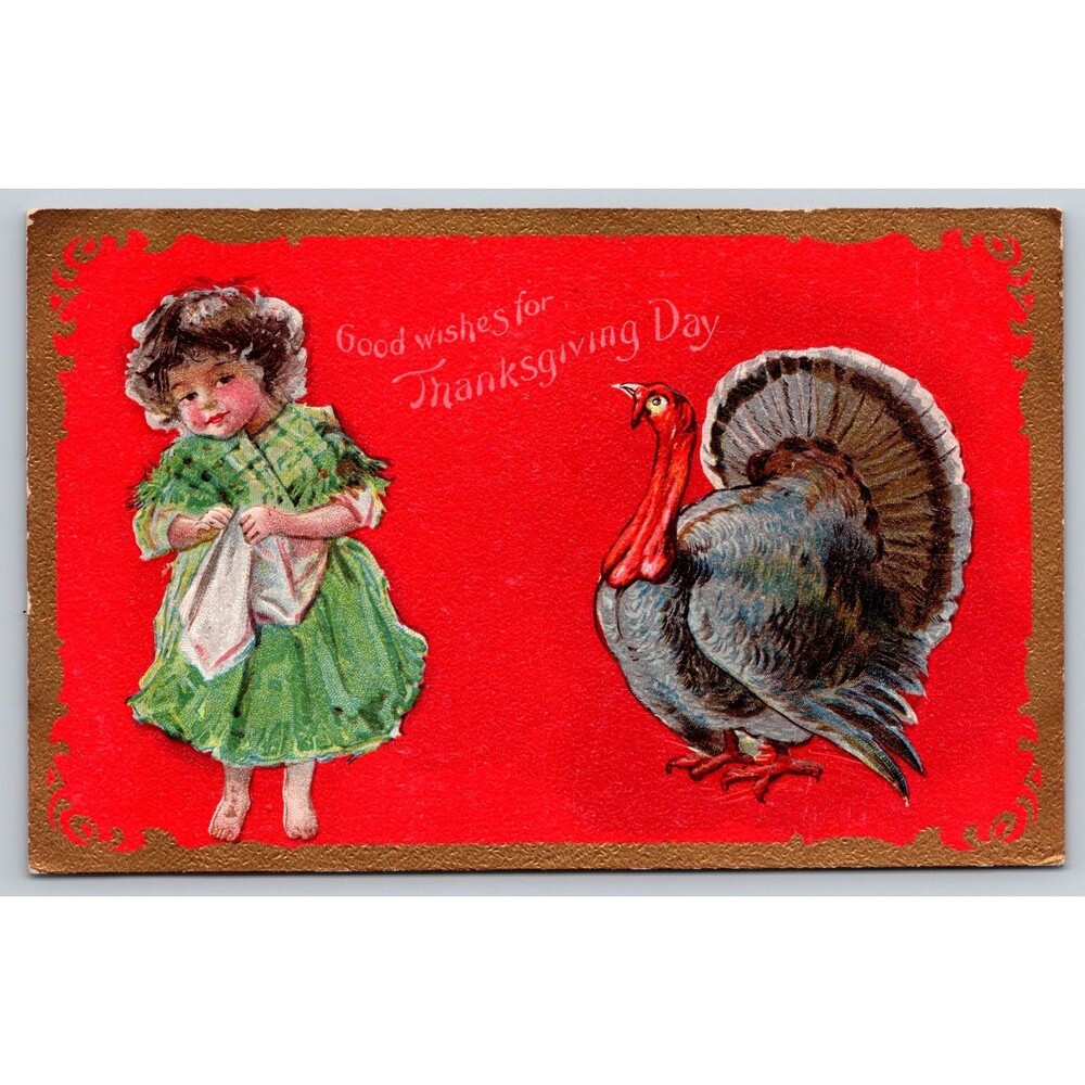 1910 Antique Thanksgiving Postcard Oregon History Embossed Victorian Style